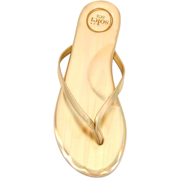 $57 NWT REVOLVE SOLÉI SEA Indie Sandal Metallic Gold Sizes 6 7 8 - Picture 1 of 3